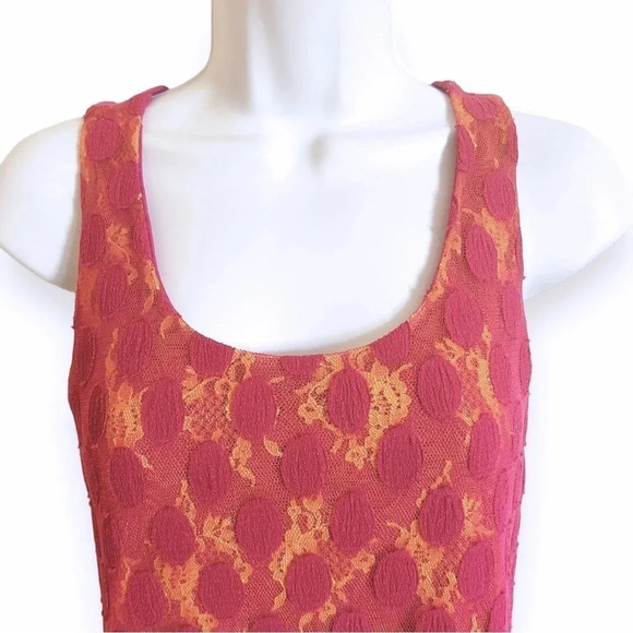 Anthropologie 90’s Weston Wear Lace Tank Top Raspberry Yellow Size XS USA - Picture 3 of 8